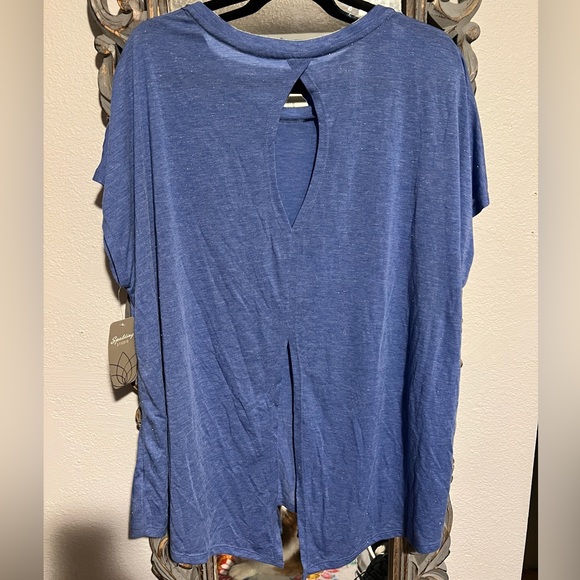 NWT Spalding Studio Open Back Glitter T-Shirt Plus Size 2X Blue Short Sleeve - Picture 4 of 6